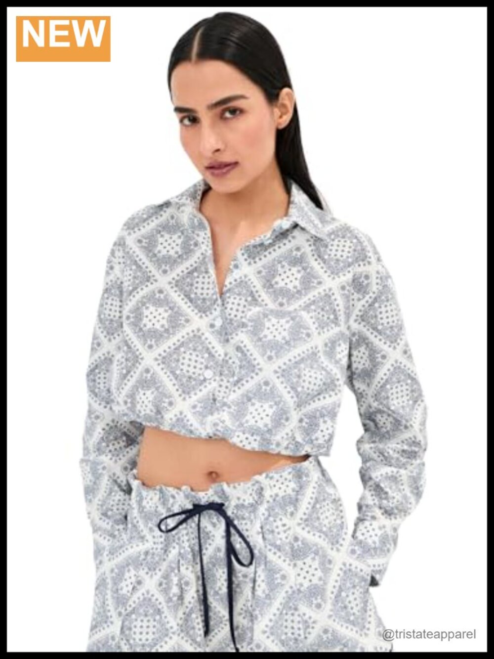 Women's Button Down Shirt Long Sleeve 100% Cotton Bandana Print